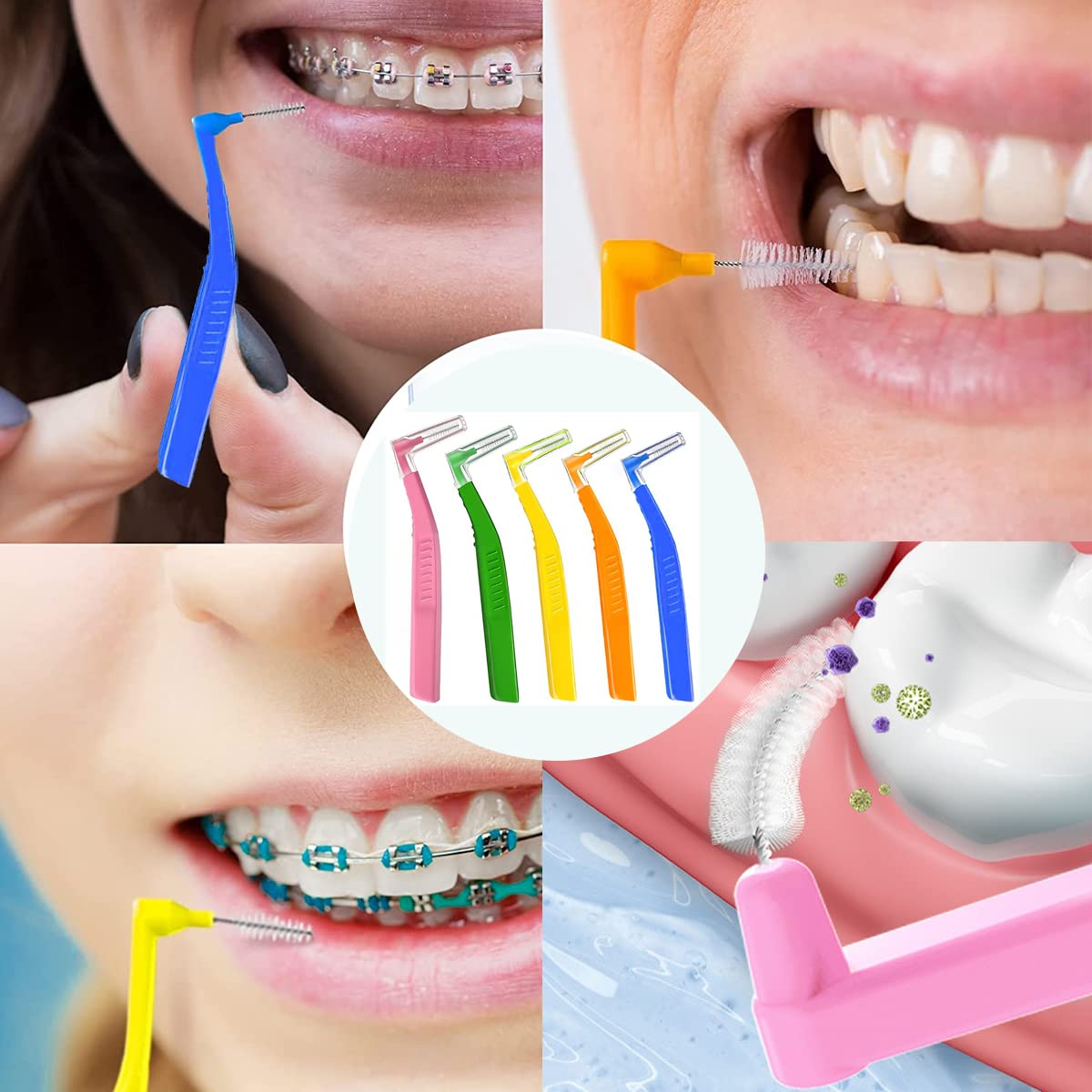 HANNEA 10pcs Interdental Brushes, L-shaped Interdental Brush Angle, Angled Dental Brush for Teeth Oral Dental Care Brush Cleaning Tool HANNEA 10pcs Interdental Brushes, L-shaped Interdental Brush Angle, Angled Dental Brush for Teeth Oral Dental Care Brush Cleaning Tool